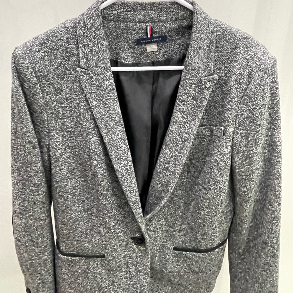 Tommy Hilfiger Gray Tweed Blazer Women’s Size 12 Tailored Jacket